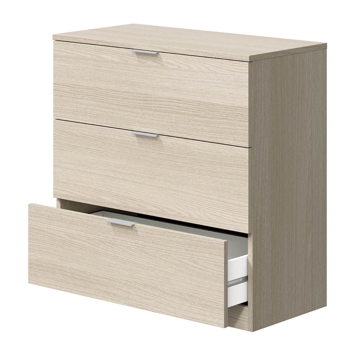 Cassettiera 3 Cassetti Comodino Senza Piedi Comò Mobile Camera Letto Salvaspazio Antigraffio Design Minimal Moderno Lavanderia 77x38x80 Cm Rovere