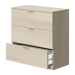 Cassettiera 3 Cassetti Comodino Senza Piedi Comò Mobile Camera Letto Salvaspazio Antigraffio Design Minimal Moderno Lavanderia 77x38x80 Cm Rovere