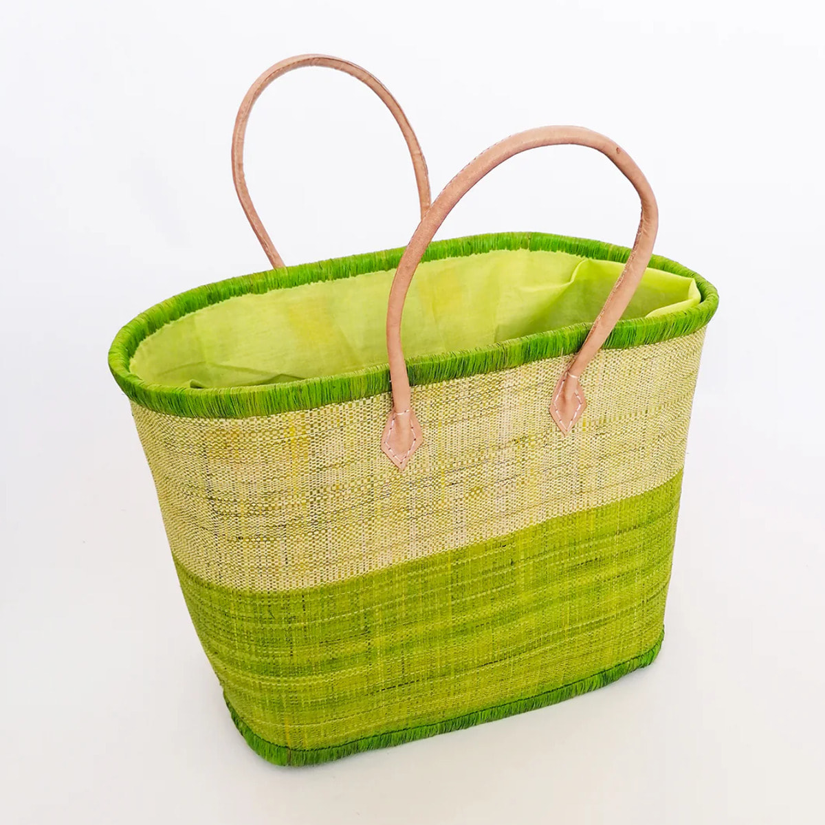 Panier artisanal de Madagascar - Ivato GM Vert Anis avec pochon