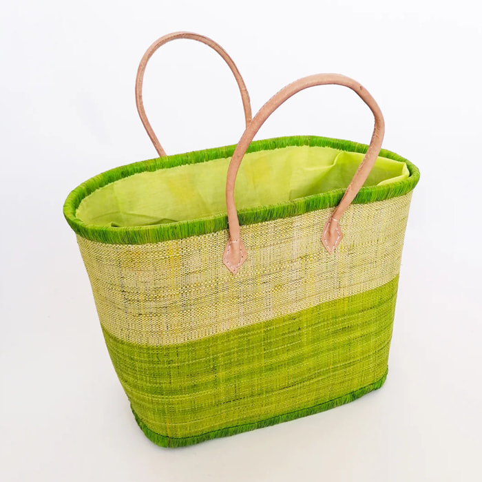 Panier artisanal de Madagascar - Ivato GM Vert Anis avec pochon