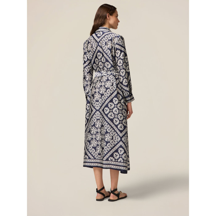 Oltre - Blusa de satén con estampado geométrico - Azul