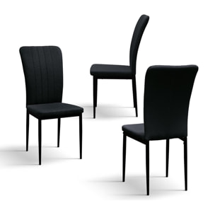 Set di 6 sedie AMSTERDAM in tessuto nero e gambe in metallo nero