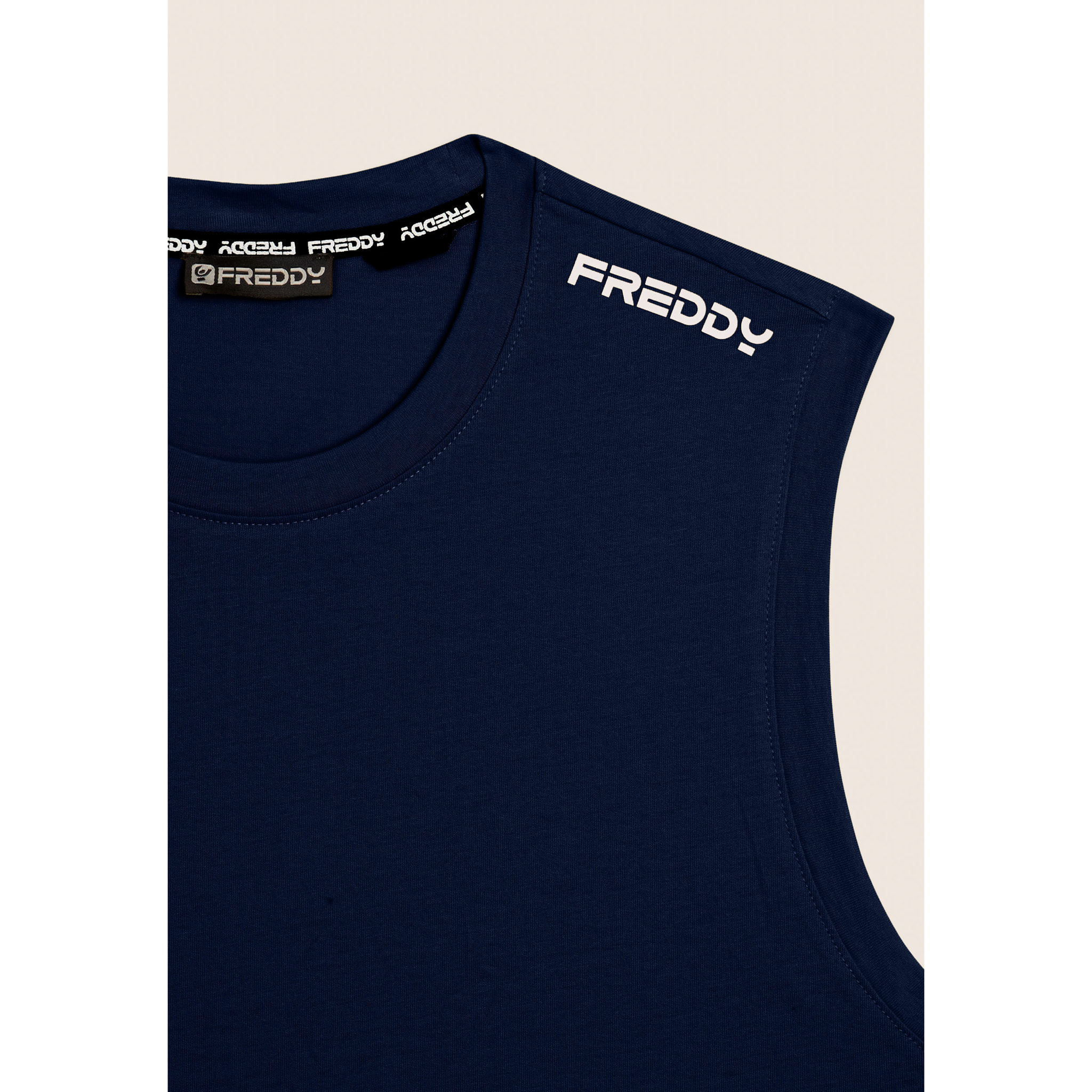 T-shirt senza maniche in jersey di cotone