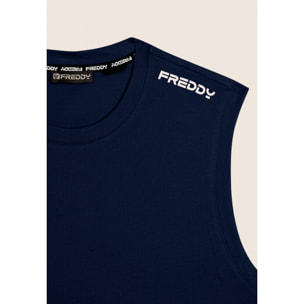 T-shirt senza maniche in jersey di cotone