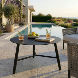 Table basse de jardin en aluminium noir Ø 75 cm STOCKHOLM