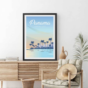 Affiche voyage Panama city Affiche sous cadre noir