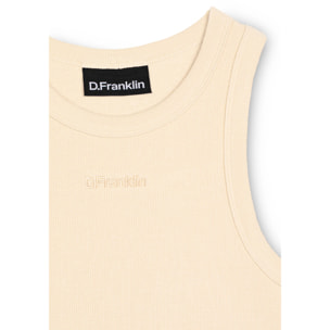 Camiseta Mujer sin Mangas Rib Tank Top Beige