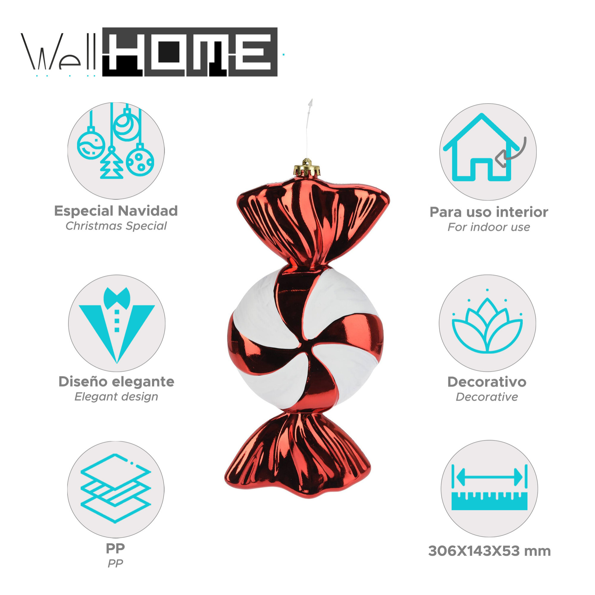 caramelo de bola de navidad para decoración 14x5x31cm