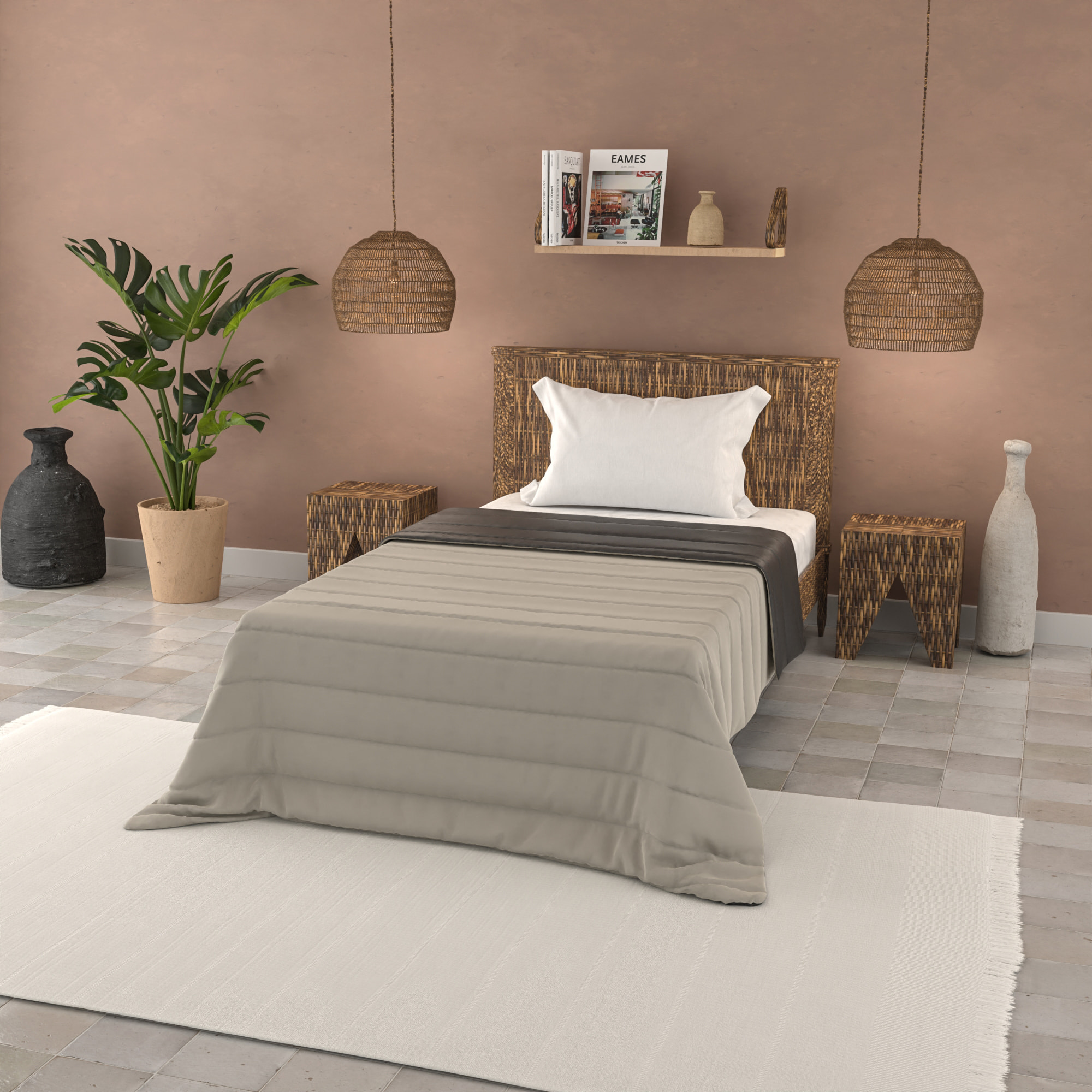 TRAPUNTINO ESTIVO BASIC SINGOLO, TINTA UNITA DOUBLEFACE