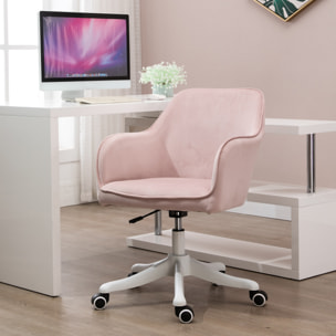 Chaise de bureau velours fauteuil bureau massant coussin lombaire intégré hauteur réglable pivotante 360° rose poudré