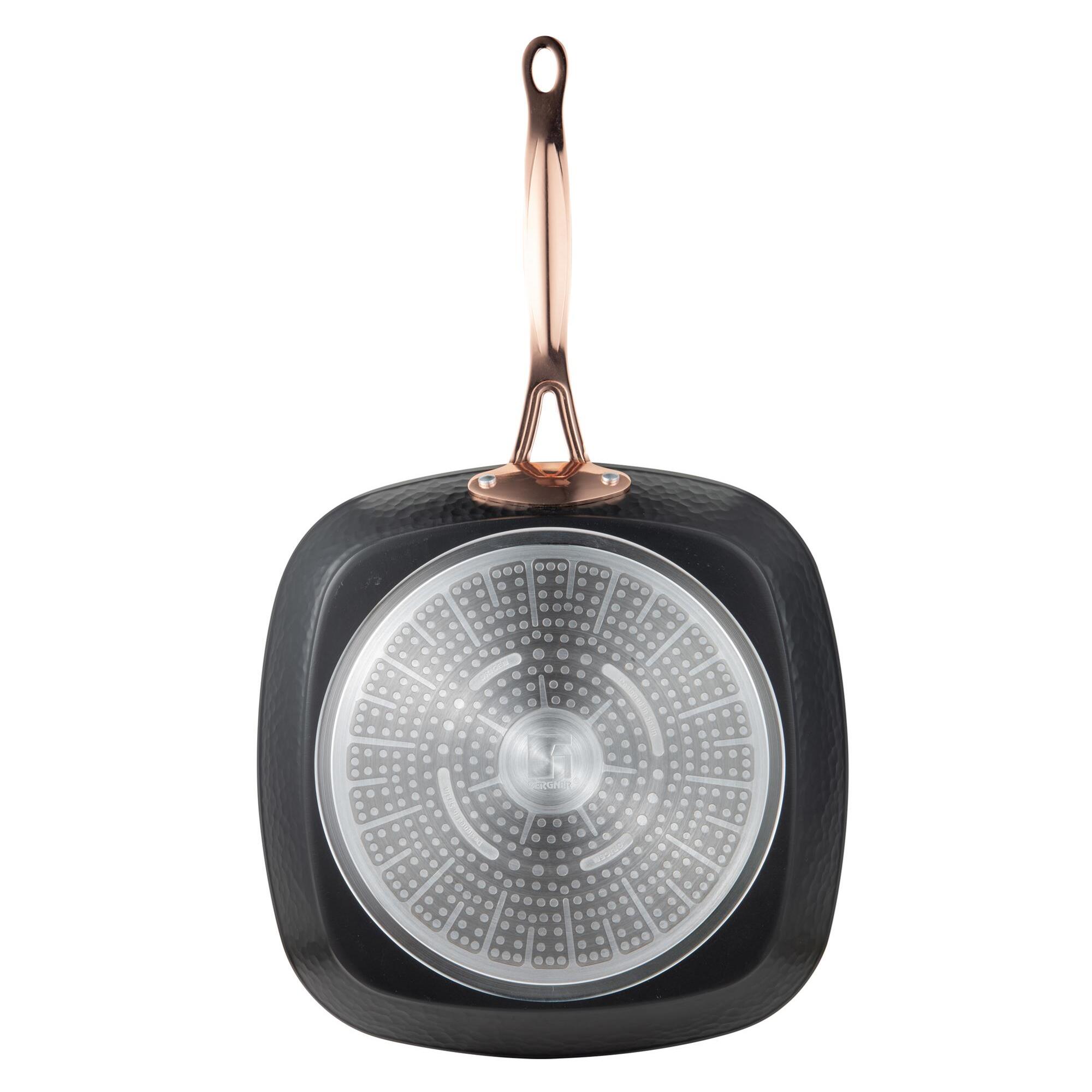 Bergner copper sartén grill 28x28cm + wok ø28cm en aluminio forjado en color negro mate