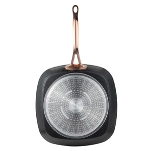 Bergner copper sartén grill 28x28cm + wok ø28cm en aluminio forjado en color negro mate