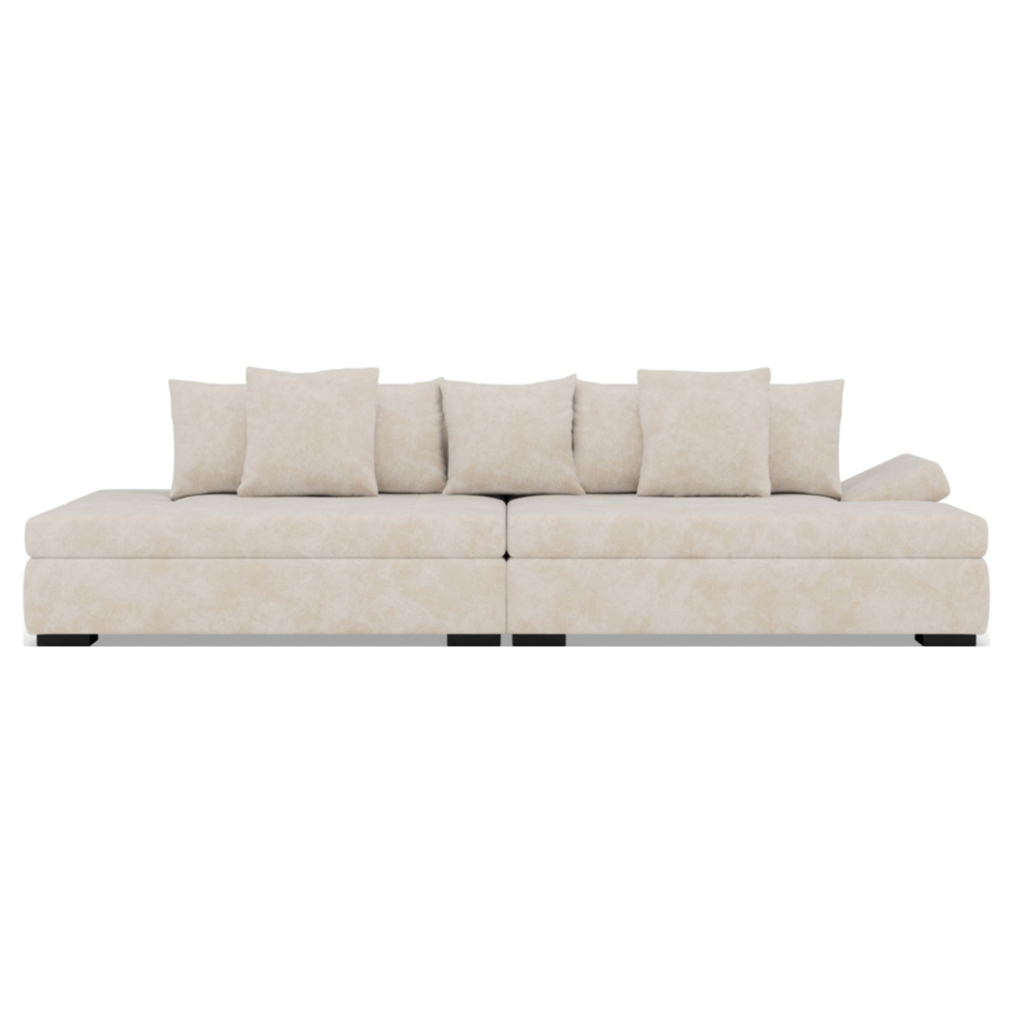 Vermont - canapé droit 4 places avec double méridienne - assise profonde - en velours texturé - Beige