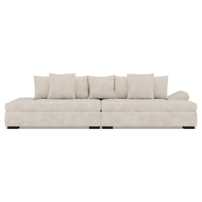 Vermont - canapé droit 4 places avec double méridienne - assise profonde - en velours texturé - Beige