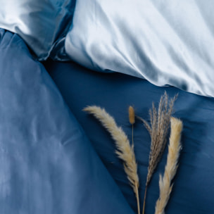 Coppia federe in seta 50x80 cm con zip e volani, fronte in seta morbida e lucente, retro in tencel traspirante, effetto anticrespo e delicata su pelle e capelli, eleganti e confortevoli, ideali per ogni stagione