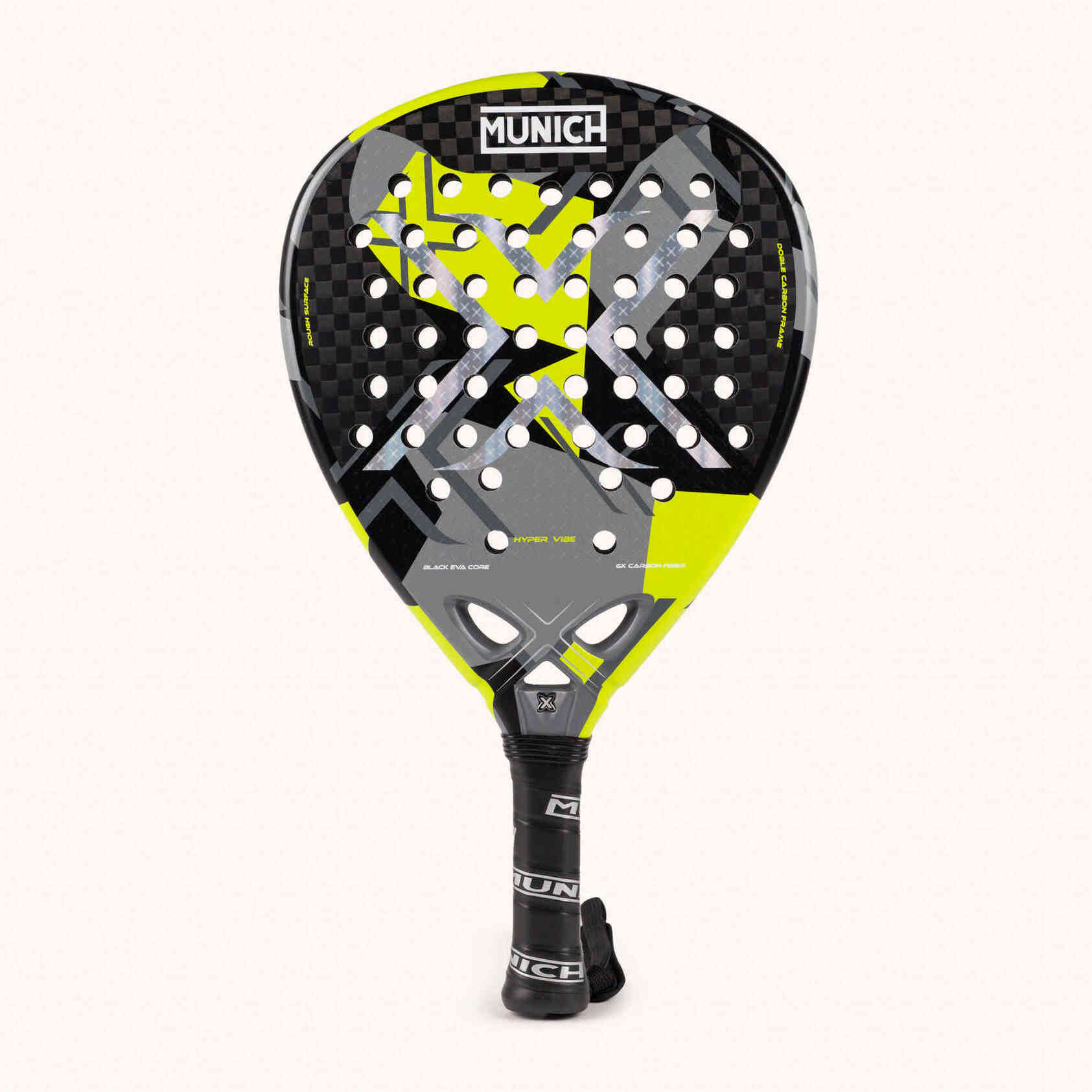MUNICH HYPER VIBE Pala de pádel de potencia explosiva con fibra de carbono 6K y formato diamante