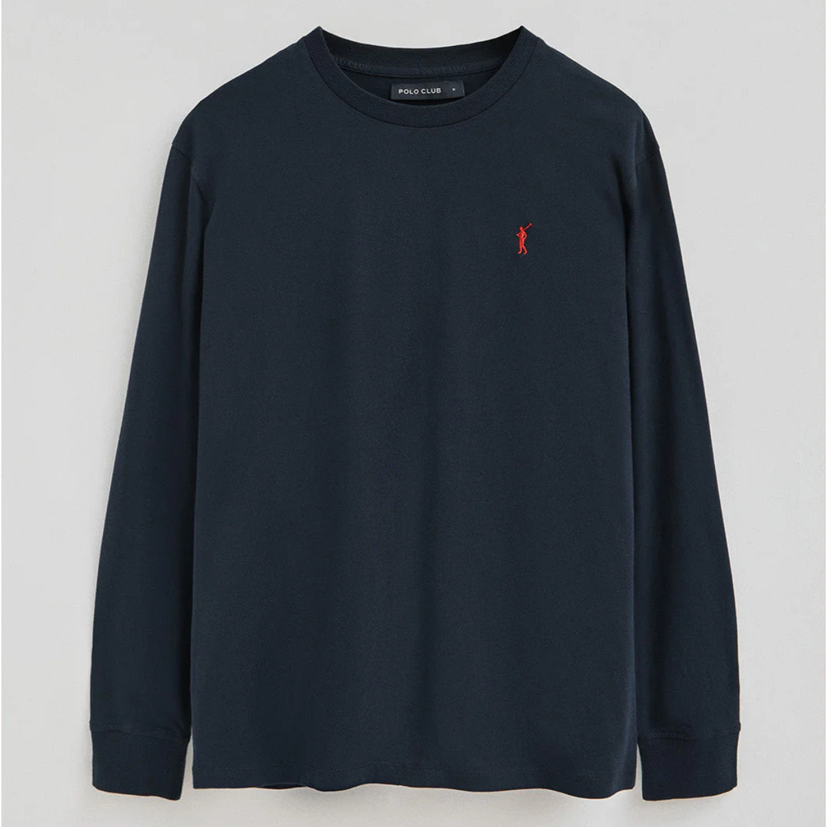 Pack hombre de tres camisetas en negro, azul marino y blanco con manga larga y bordado Rigby Go