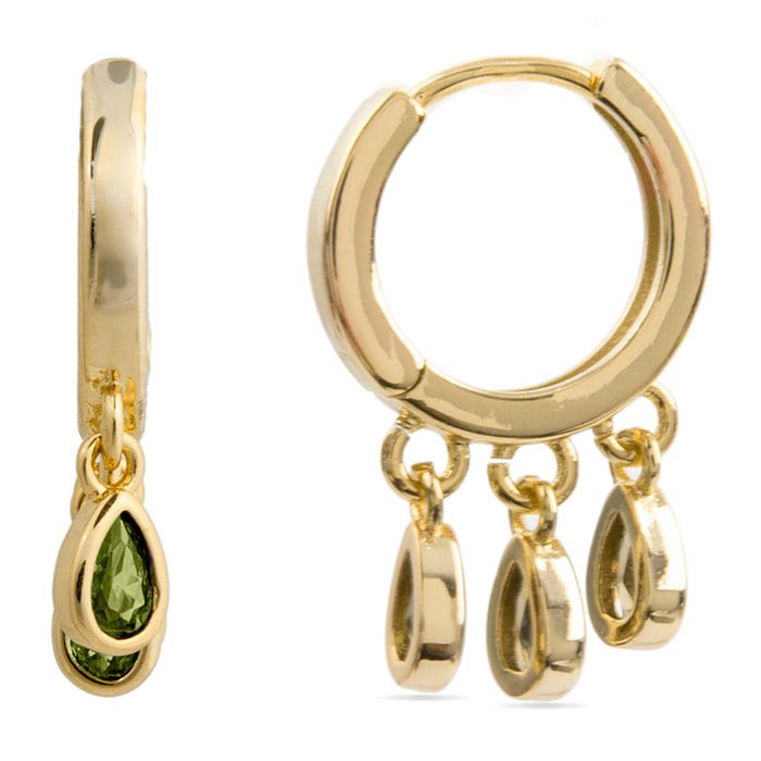 Pendientes de Circonita Esmeralda acabados en oro amarillo de 18k