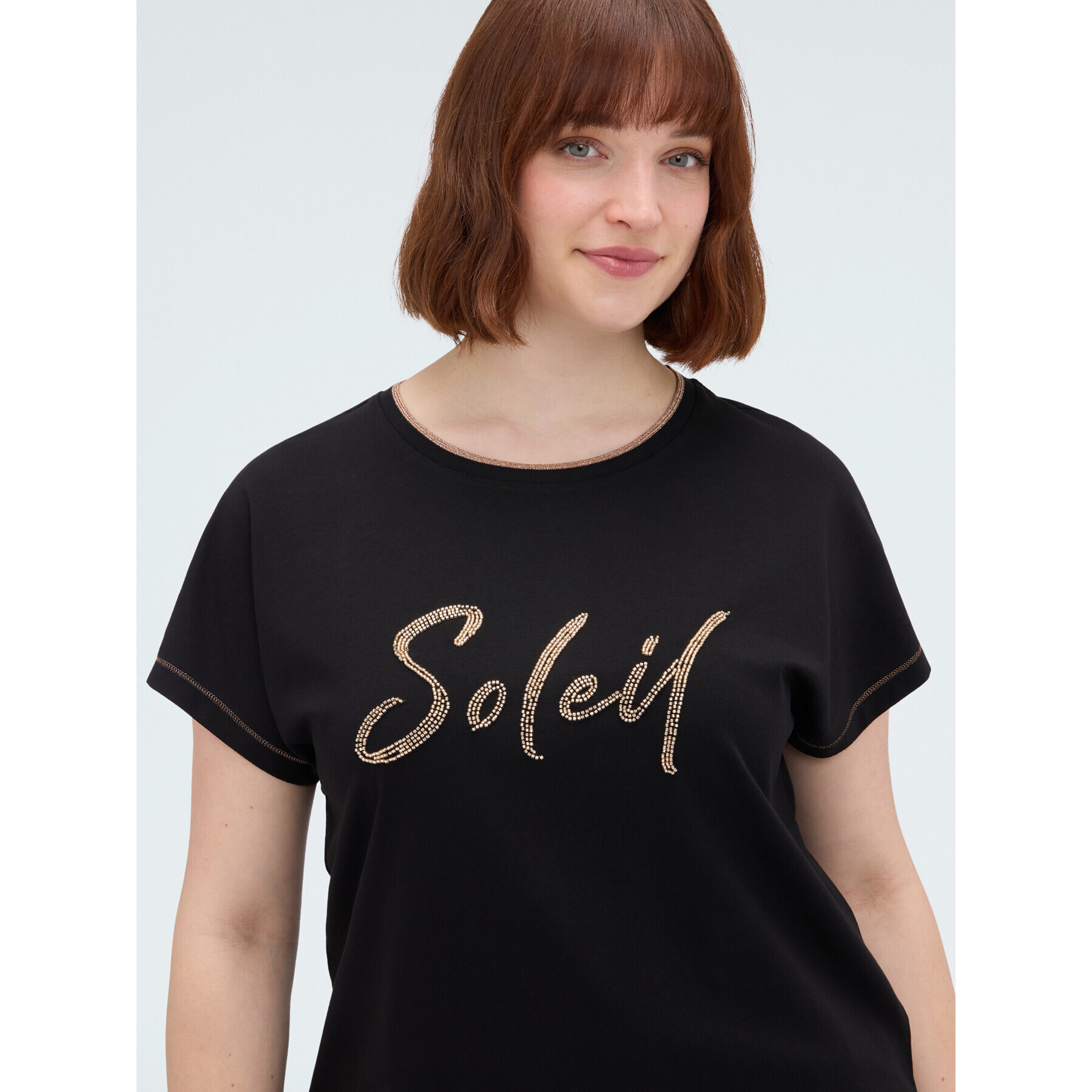 Fiorella Rubino - Camiseta de algodón con estampado Soleil - Negro