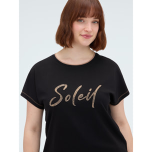 Fiorella Rubino - Camiseta de algodón con estampado Soleil - Negro