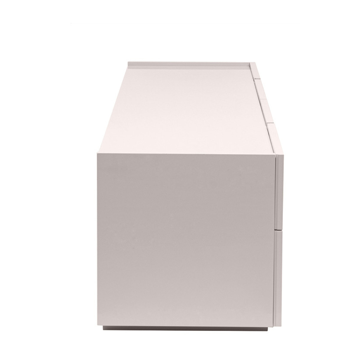 Meuble TV design beige laqué brillant avec rangements L199.8 cm ISAURE