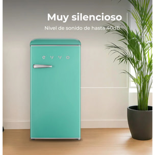 EVVO Frigorífico Mini F26 Retro Verde Aquamarina, 95 l, vintage, bajo consumo, silencioso