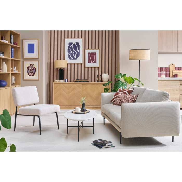 Fauteuil en tissu chenille vert kaki et métal noir VEDANA