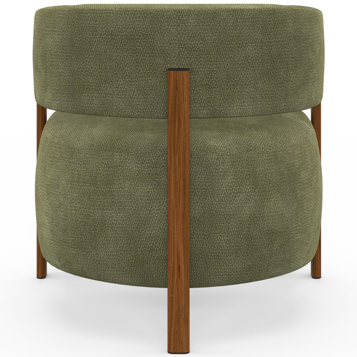 Fauteuil Albin tissu chenille vert et pieds noyer