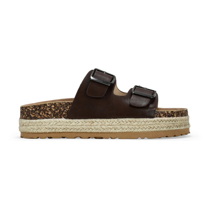 Sandalias de esparto marrones con doble hebilla