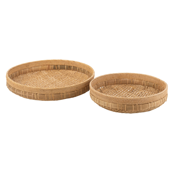 J-Line set de 2 plat Rond - rotin - naturel