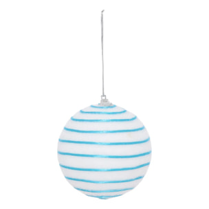 Boule de Noël blanche rayée D. 100 mm