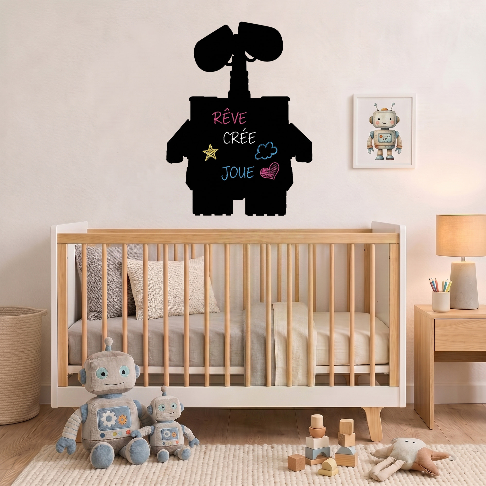 Sticker ardoise tableau noir - stickers muraux adhésif effaçable - SILHOUETTE ROBOT