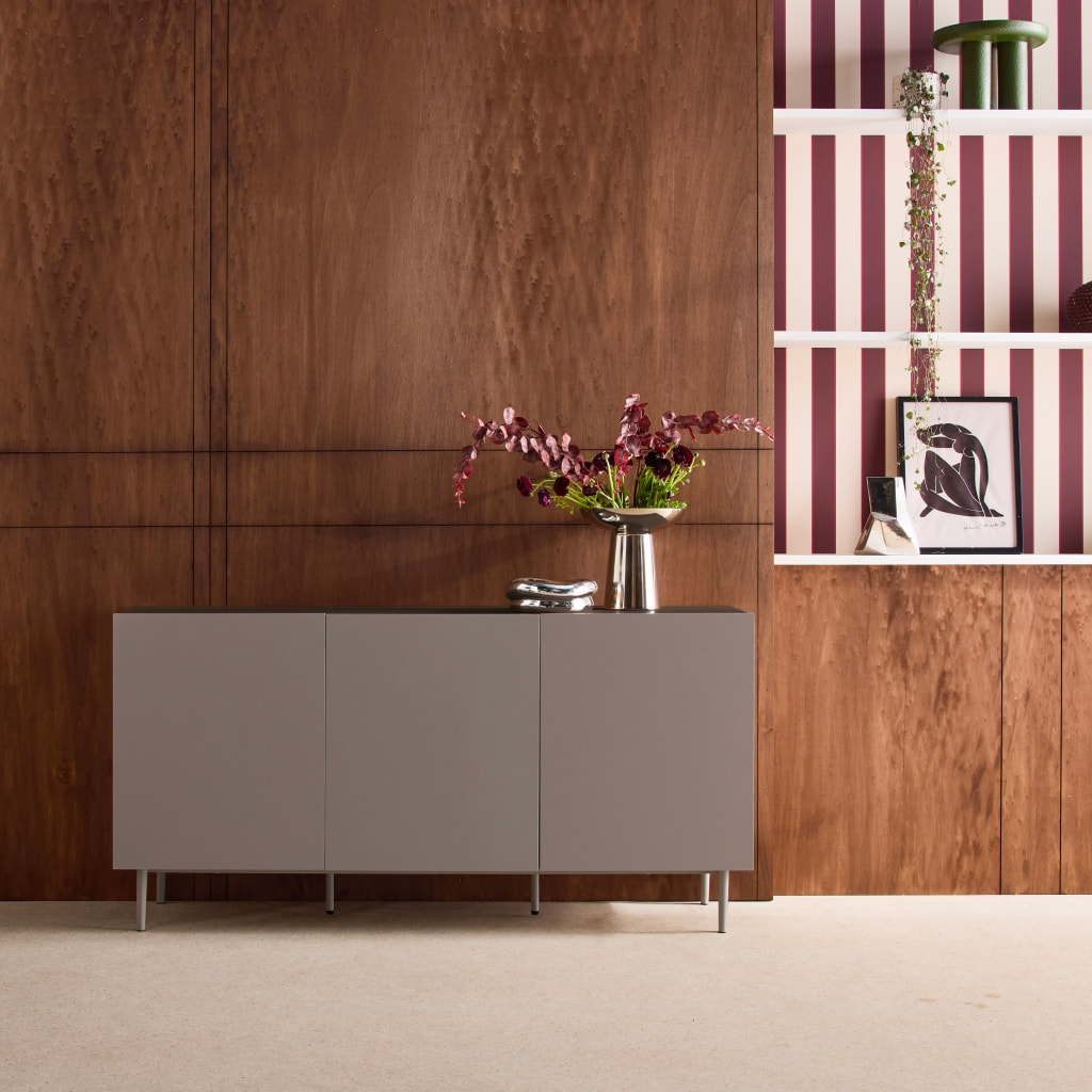 Buffet métal et décor bois 3 portes 150cm ASHTON