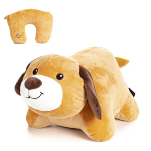 Perrito de peluche convertible en almohada de viaje para cuello, 2 en 1.