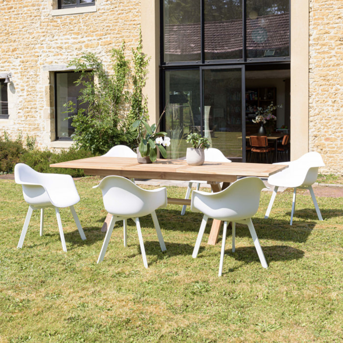 MALO - Lot de 6 fauteuils blancs dossier arrondi