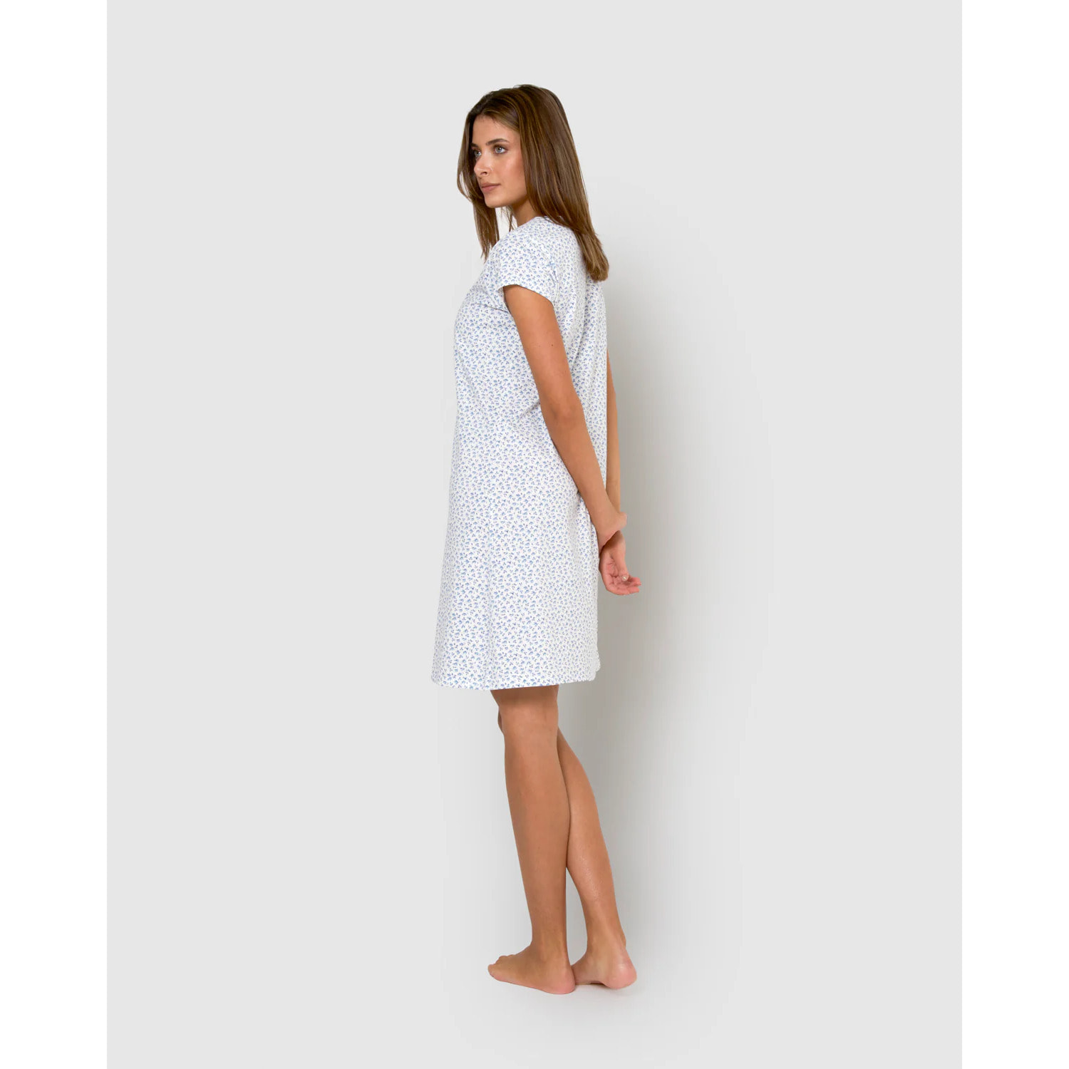 Vestido corto de algodón lilo índigo