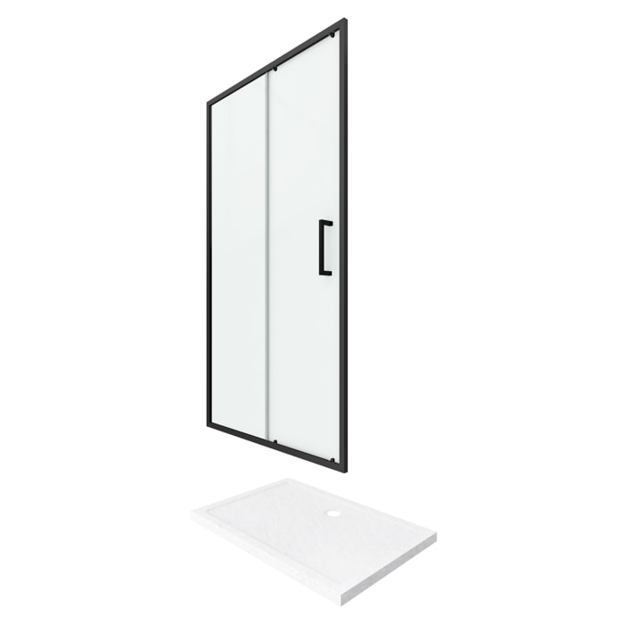 PACK PAROI PORTE DE DOUCHE + RECEVEUR A POSER - 120x90 COULISSANTE-CRUSH MOON 120x90