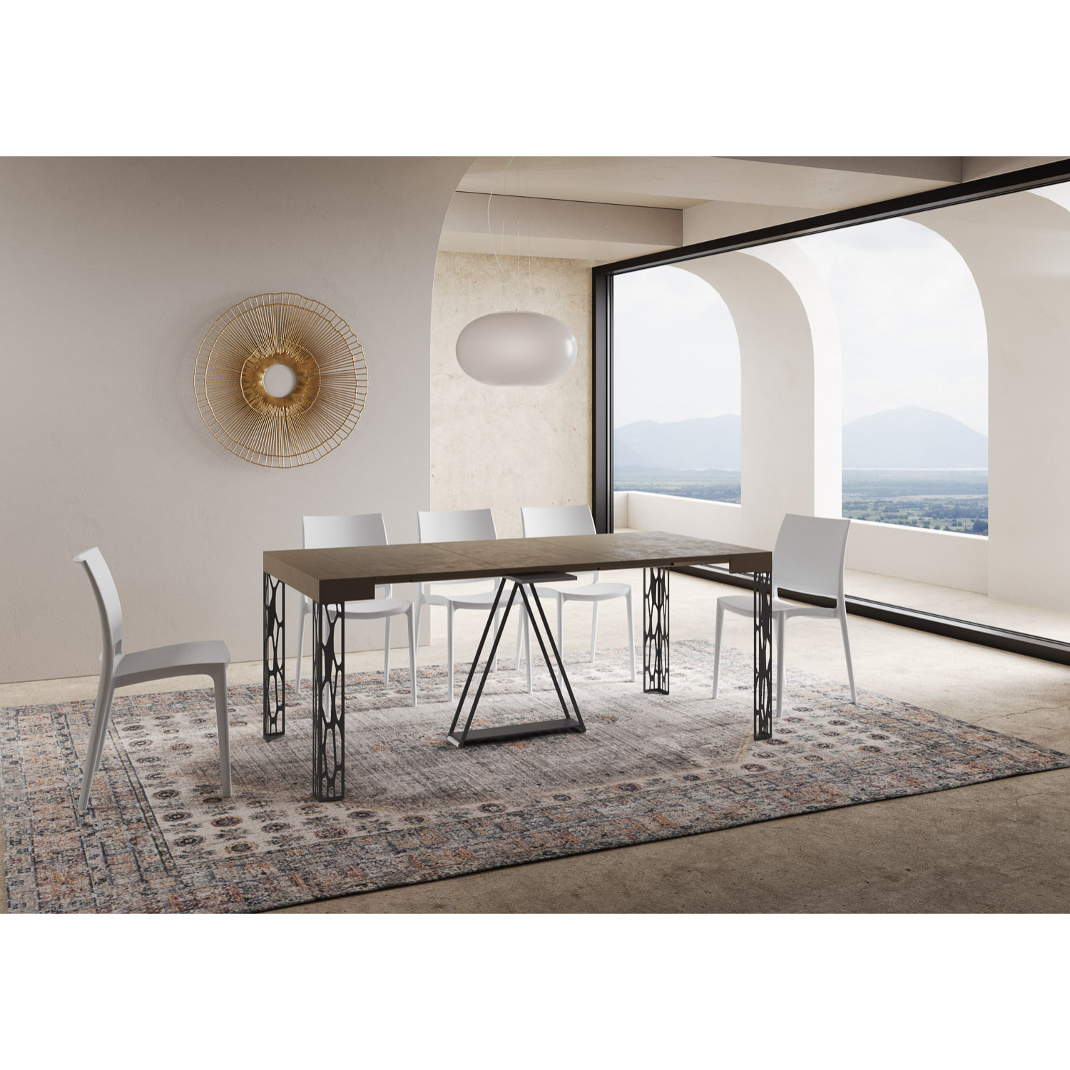 Consolle allungabile 90x40/300 cm Kerpa tortora telaio antracite