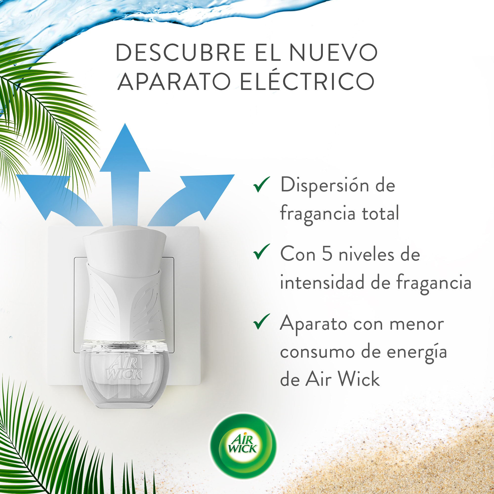 Air Wick Eléctrico - Ambientador para casa con aroma a Oasis Turquesa - Aparato y recambio