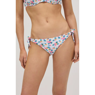 Slip bikini annodato floreale in micropiqué
