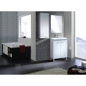 Mobile sottolavabo Naperville, Mobiletto per bagno, Armadio a 2 ante con specchio, lavabo non incluso, cm 50x40h80, Bianco