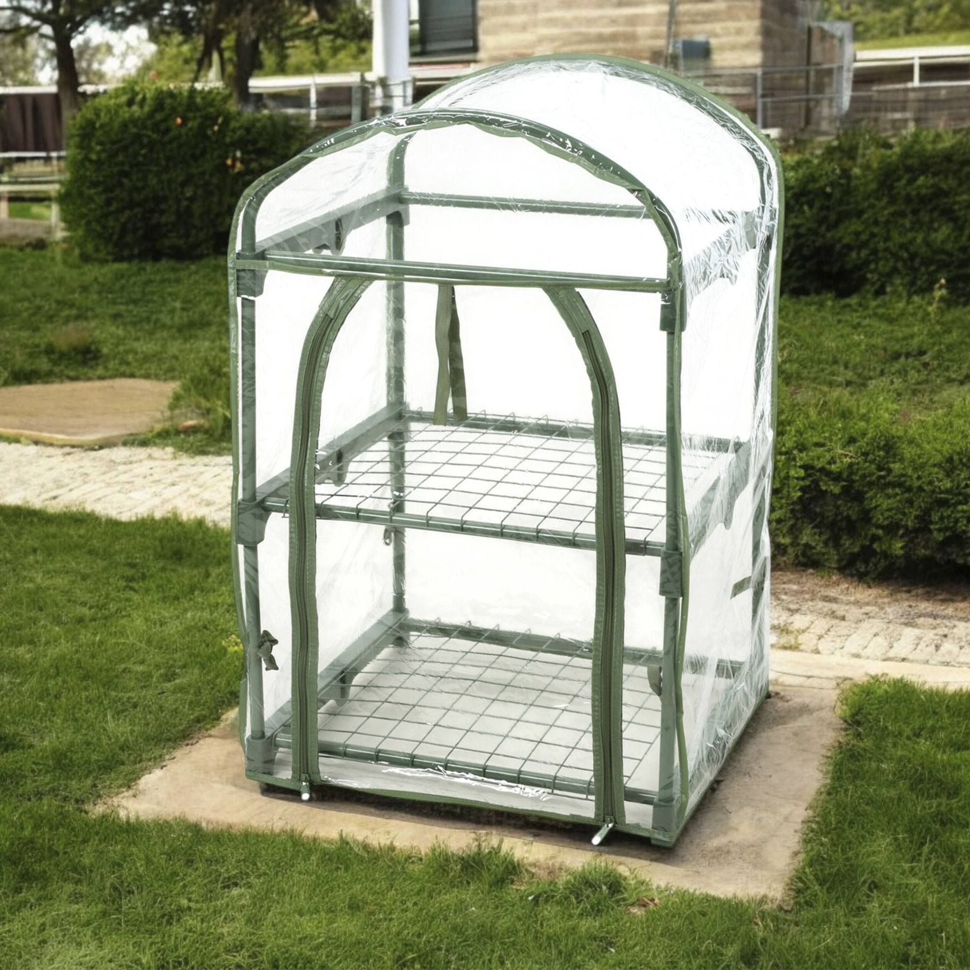 Well home invernadero de 2 niveles con marco de metal 50x45x84cm