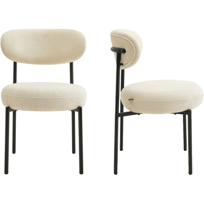 Lot de 2 chaises de salle à manger en tissu chenille - ORLA