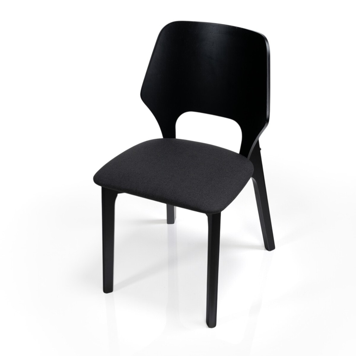 Lot de 2 chaises Tomasucci NATACHA, en bois noir et tissu noir, 48 x 55 x H.84 cm