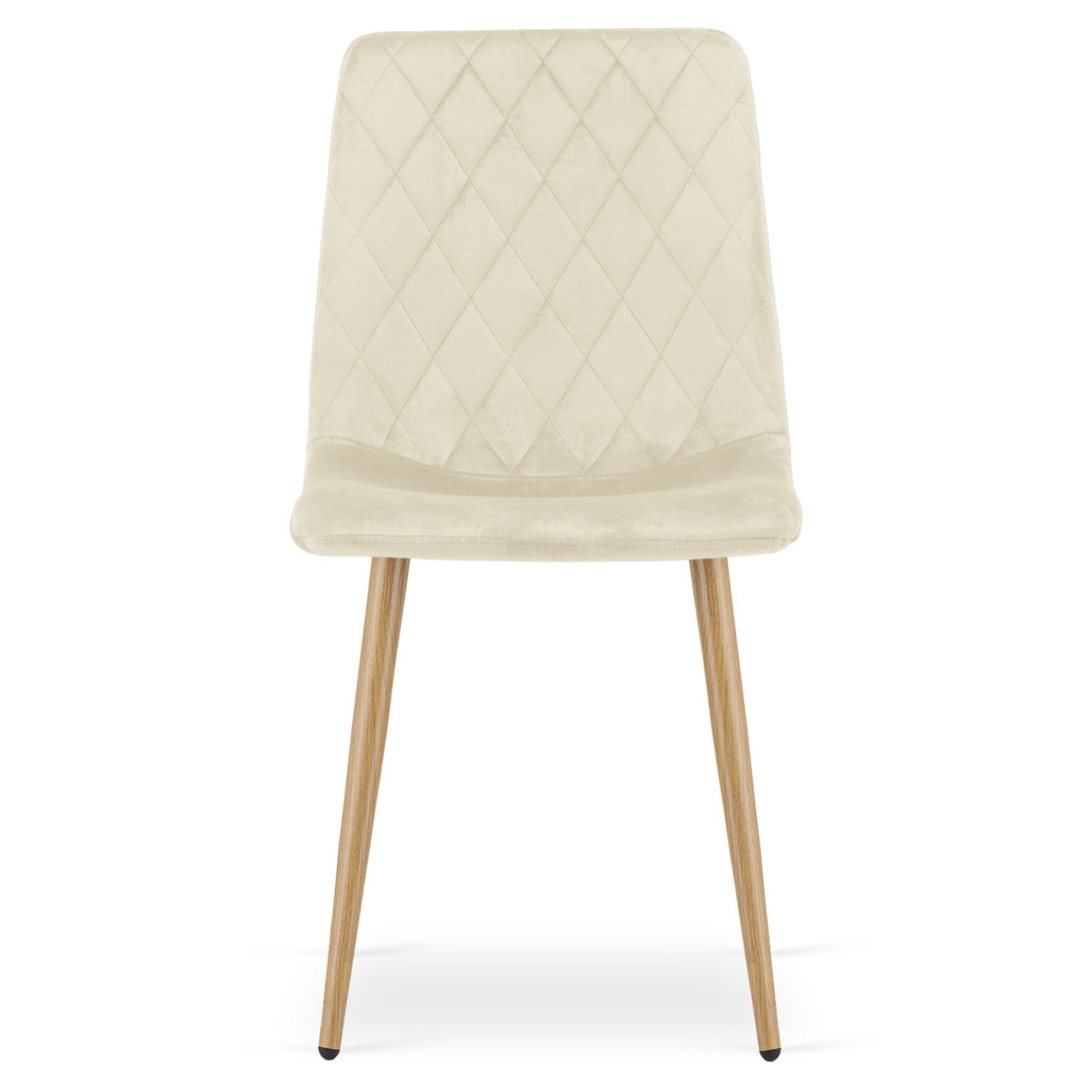 Set di 3 sedie Turin in velluto beige chiaro e gambe effetto legno