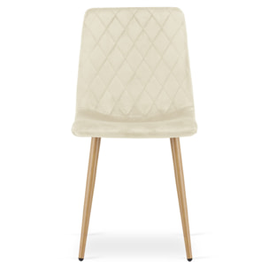 Set di 3 sedie Turin in velluto beige chiaro e gambe effetto legno