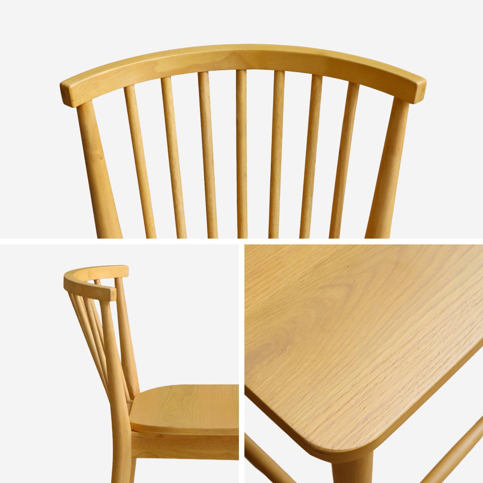 Lot de 2 tabourets de bar à barreaux bois d'hévéa et contreplaqué naturel - 48 x 58 x 98.5 cm - Paula