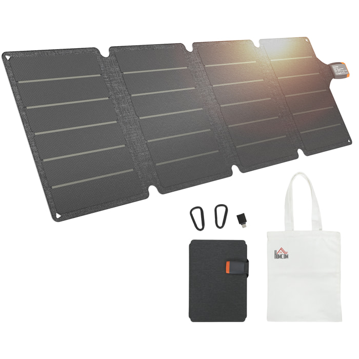 36W Cargador Solar Plegable, Panel Solar Portátil con Puertos USB-A y Tipo-C, IP67 Impermeable, Placa Solar Plegable con Superficie de ETFE, para Cargar Teléfonos, Tablets, Camping y Senderismo