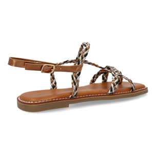 Sandalias planas de mujer, elegantes y comodas, diseño trenzado con cierre de hebilla ajustables