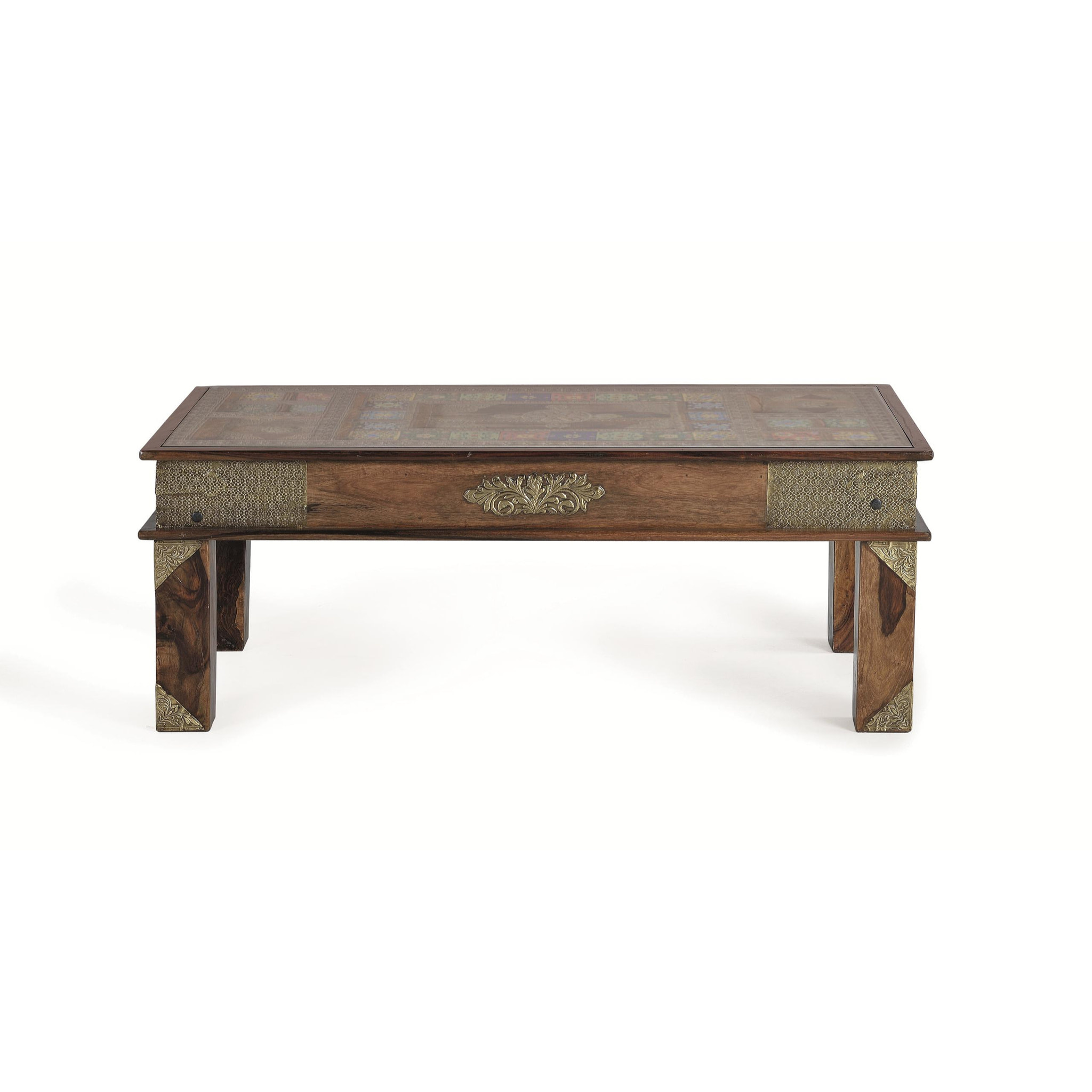 Mesas de Centro de Madera de Palisandro 120 Cm Estilo Artesanal Étnico